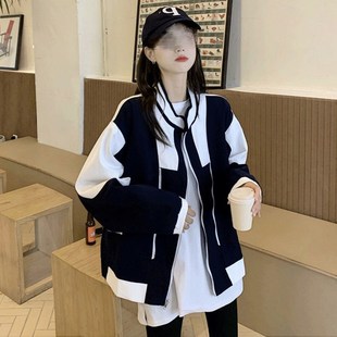 2025 Spring and Autumn New Korean Style Small Age-Reducing Contrast Color Casual Jacket Baseball Uniform Loose Small Fragrance Jacket for Women