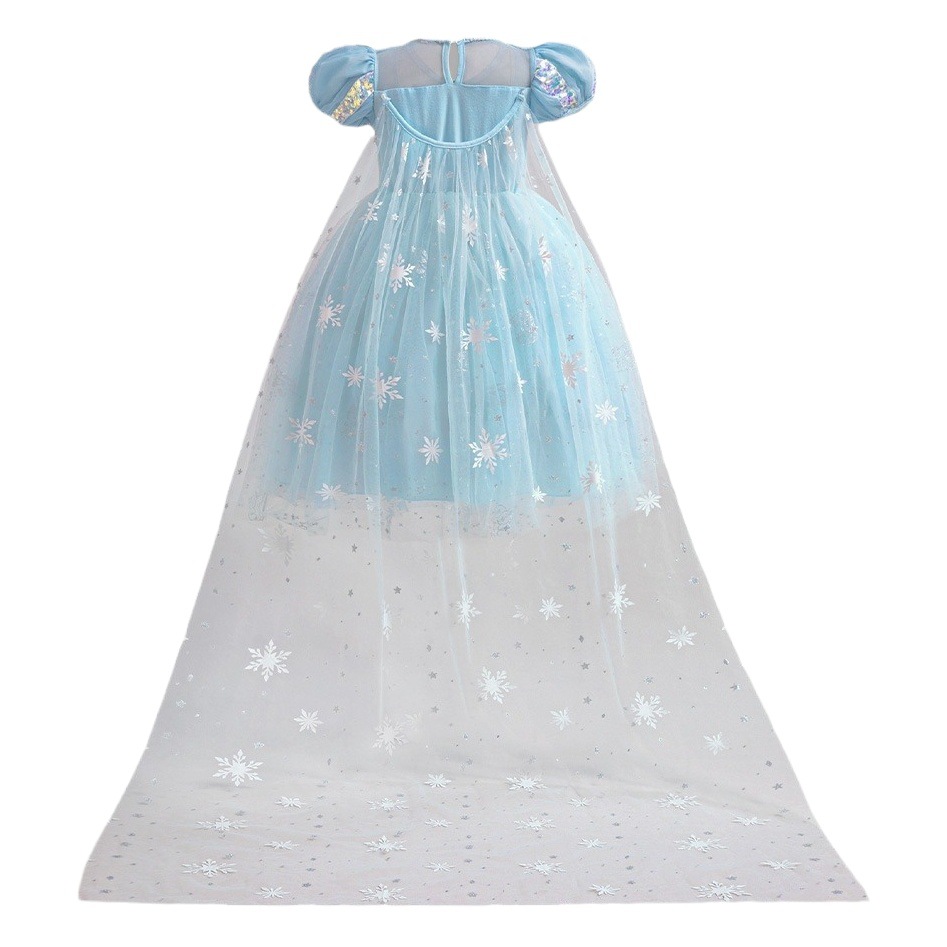 Europa y los Estados Unidos nuevos vestidos de princesa Elsa vestidos de niñas vestidos de nieve y nieve de primavera vestidos de burbuja vestidos de espectáculo