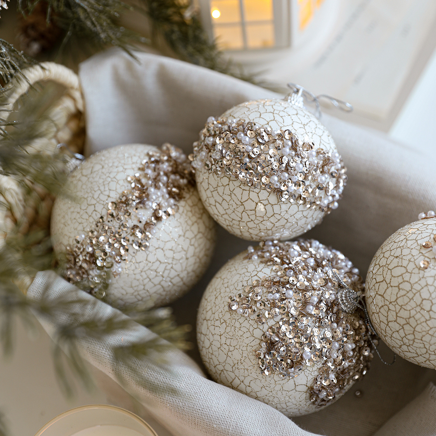 Nuevo polvo de espuma de Navidad polvo de oro sequinado árbol de Navidad colgante agrietado bola colgante decoración colgante