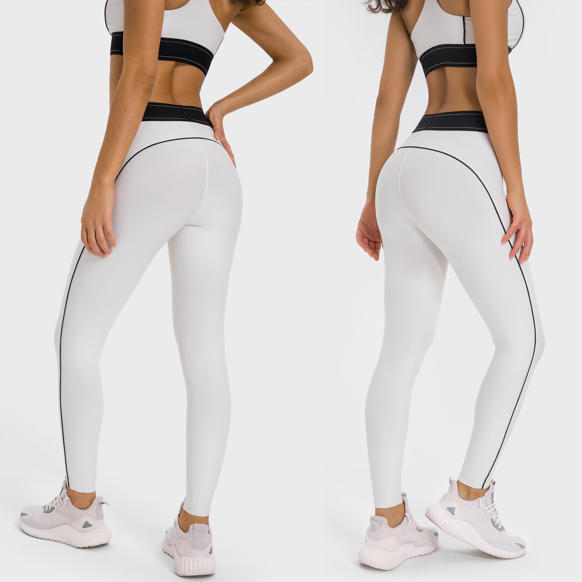 LOSCO cintura alta elevación de cadera acondicionamiento físico panty de alta resistencia antichoque ropa interior deportiva de colación desnuda sensación de yoga set