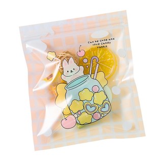 Cartoon Cute Ins Bear Self-sealing Bag Transparent Hairpin Jewelry Packaging Bag Snack Candy Zipper Sealed Bag