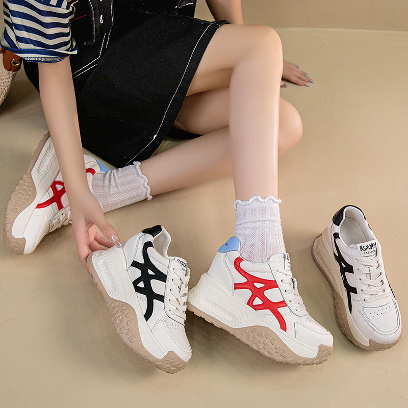 2025年秋季新款德训小白鞋女厚底增高运动休闲透气老爹鞋女爆款|undefined
