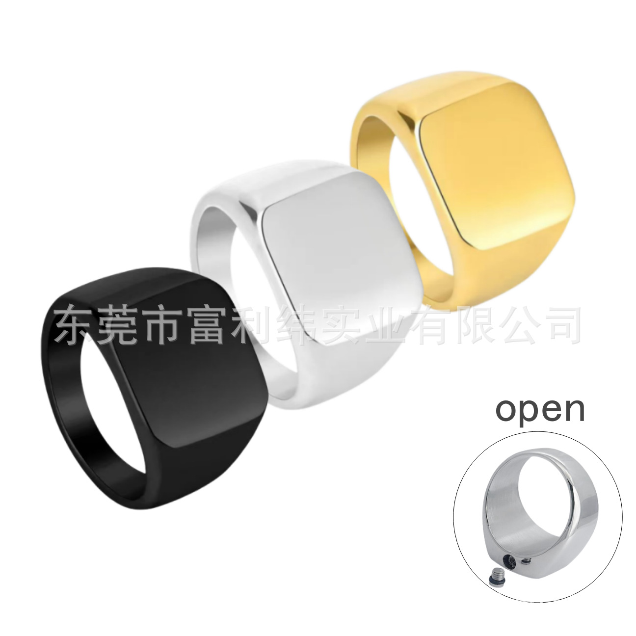 Cross-border e-commerce blank lettering men's ring fashion titanium steel tide men's accessories ring can be opened urn ring