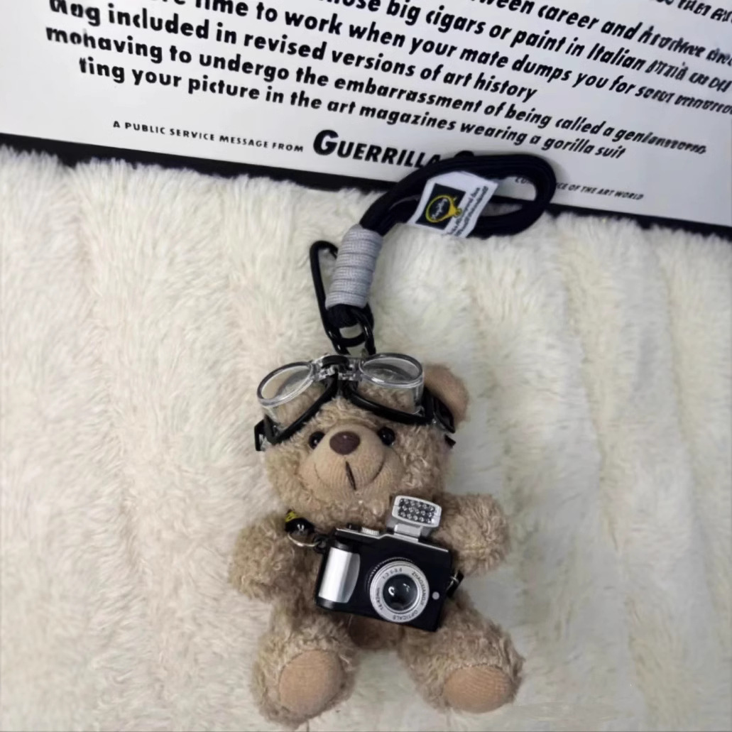 (2개) 귀여운 카메라 곰 인형 펜던트 인형 팬더 커플 가방 펜던트 봉제 인형 선물