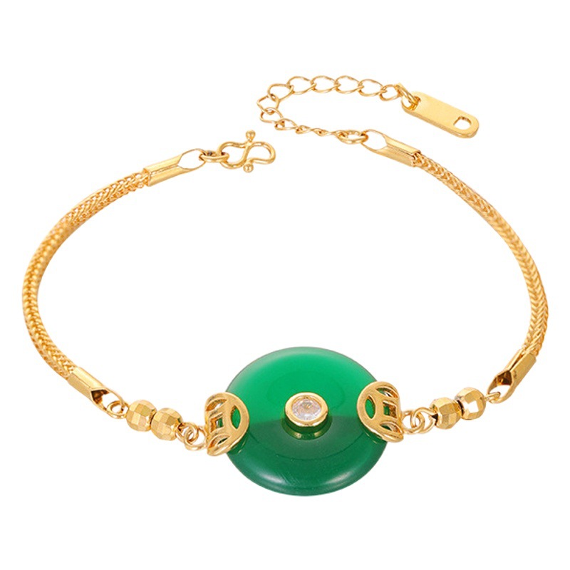 Vietnam arena oro hebilla de seguridad pulsera de Calcedonia moneda de cobre estilo chino retro no se desvanece hombres y mujeres elegante pulsera de todo fósforo