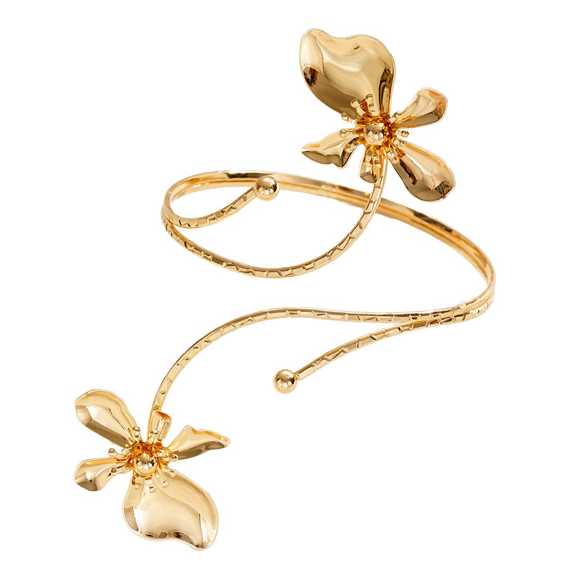 Han Zhi Shang cruzado Europa y América venta caliente bohemia flores de metal goteo flores abiertas joyerías brazaletes mujeres image 6