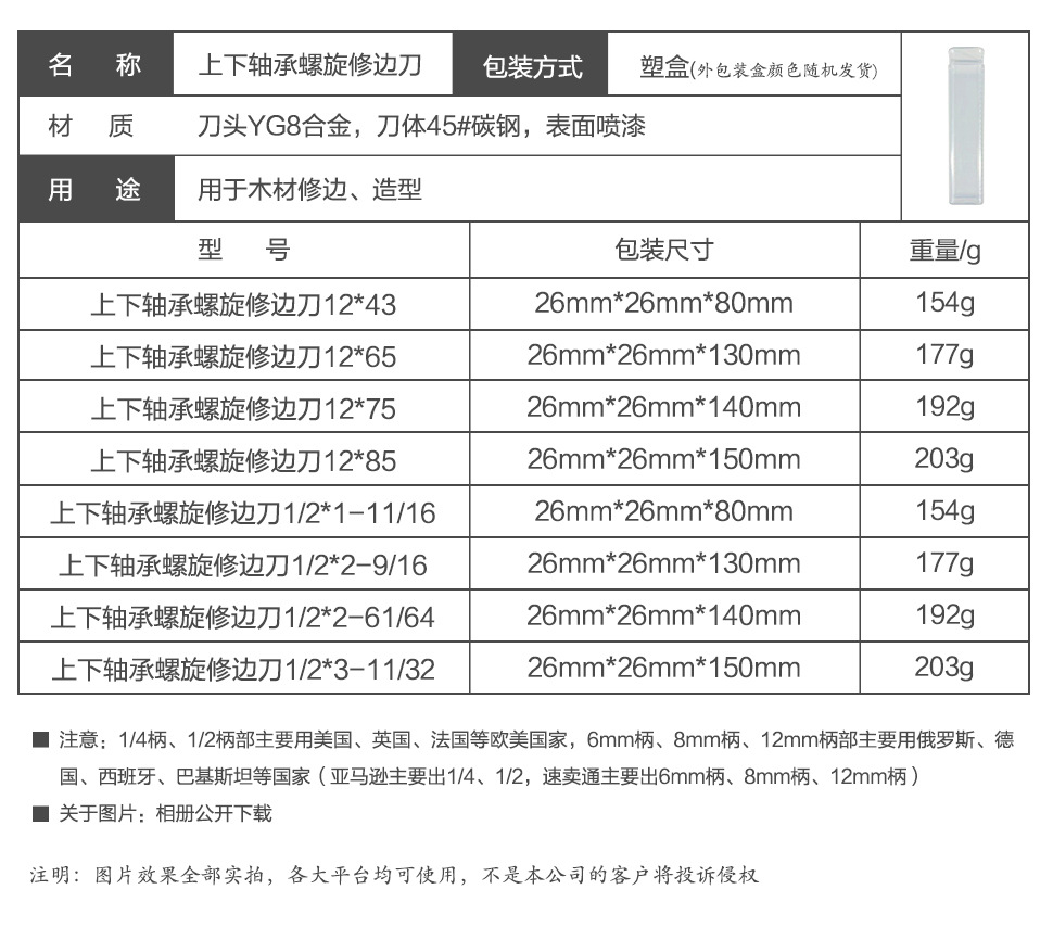 双轴承螺旋修边刀