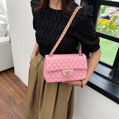 国境を越えた小香風菱格刺繍線シングルバッグ2025新型ファッション高質感通勤斜め掛け小方バッグ