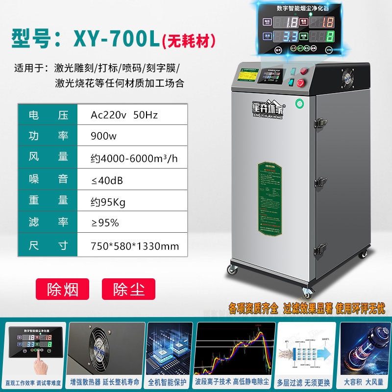 소모품이 필요 없는 XY-700L 특수 연기 제거(나이프 몰드, 목재 보드, 직물 및 가벼운 냄새가 나는 종이 장소에만 해당)
