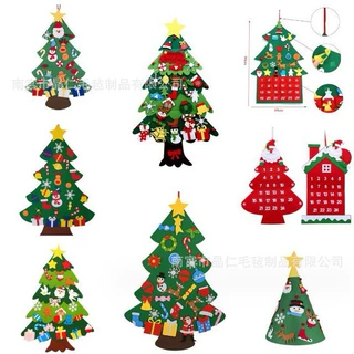 跨境新Christmas tree毛毡圣诞树拼接款儿童DIY手工挂件圣诞墙贴