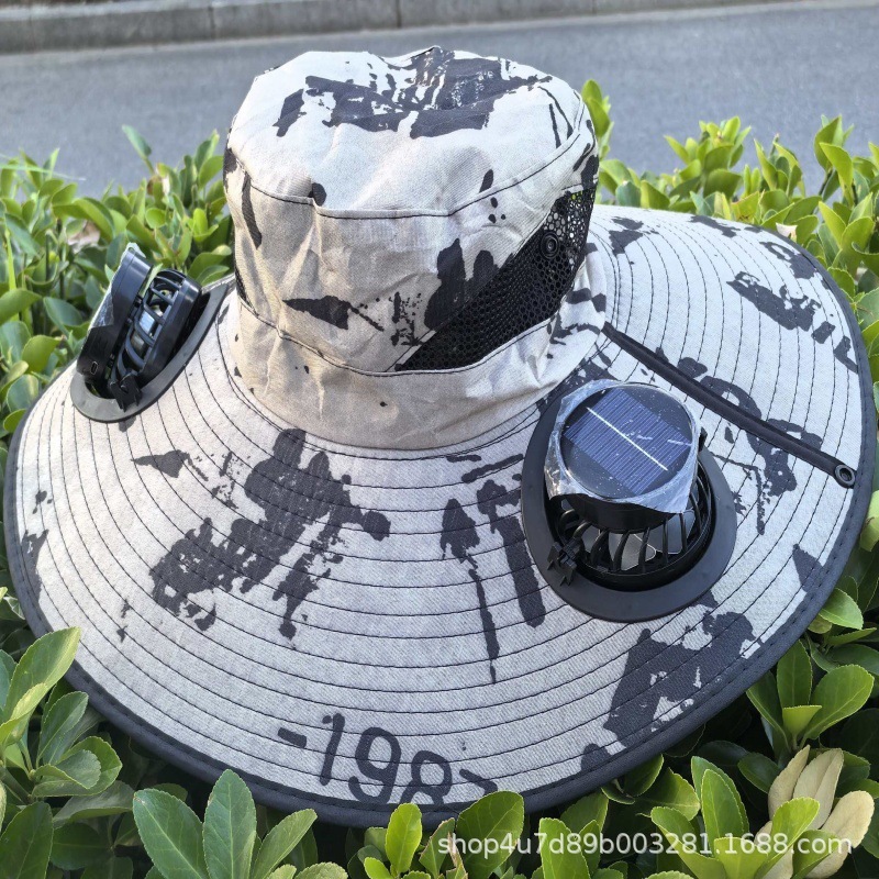 防紫外线遮阳跨境爆款户外夏季钓鱼防护防晒太阳能风扇帽子渔夫帽|undefined