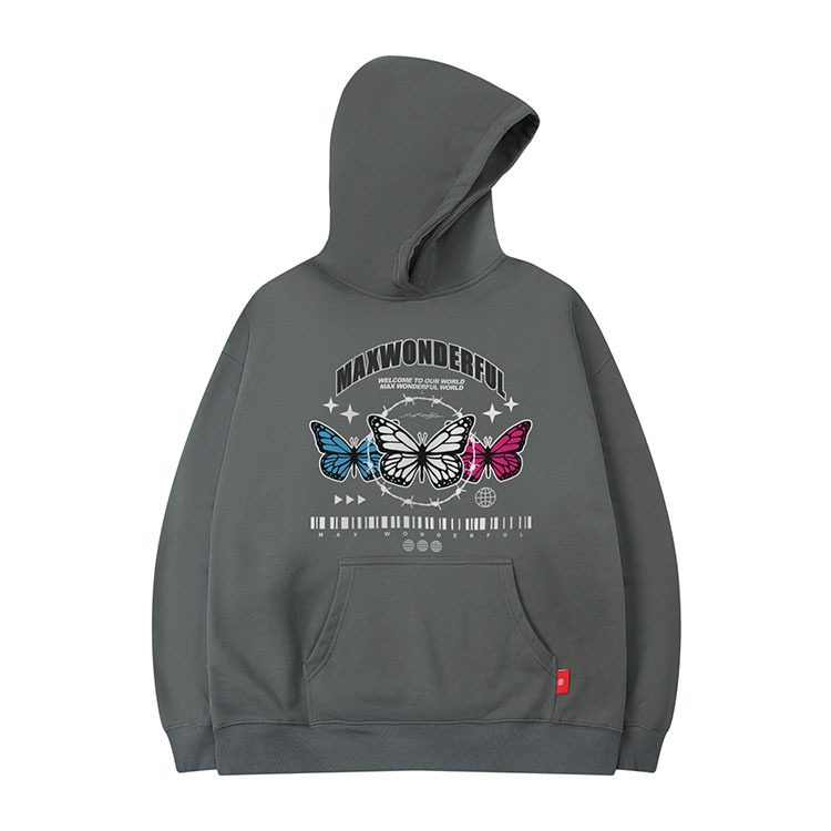 Vêtements pour hommes pull à capuche couleur lourde sweat-shirt papillon 400G velours léger plus velours style couple ample_voghion.com