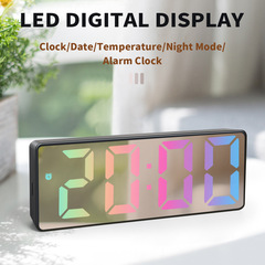 クロスボーダーカラフルなミラー LED 時計電子時計シンプルなインデスクトップ装飾品大画面デジタル時計電子目覚まし時計
