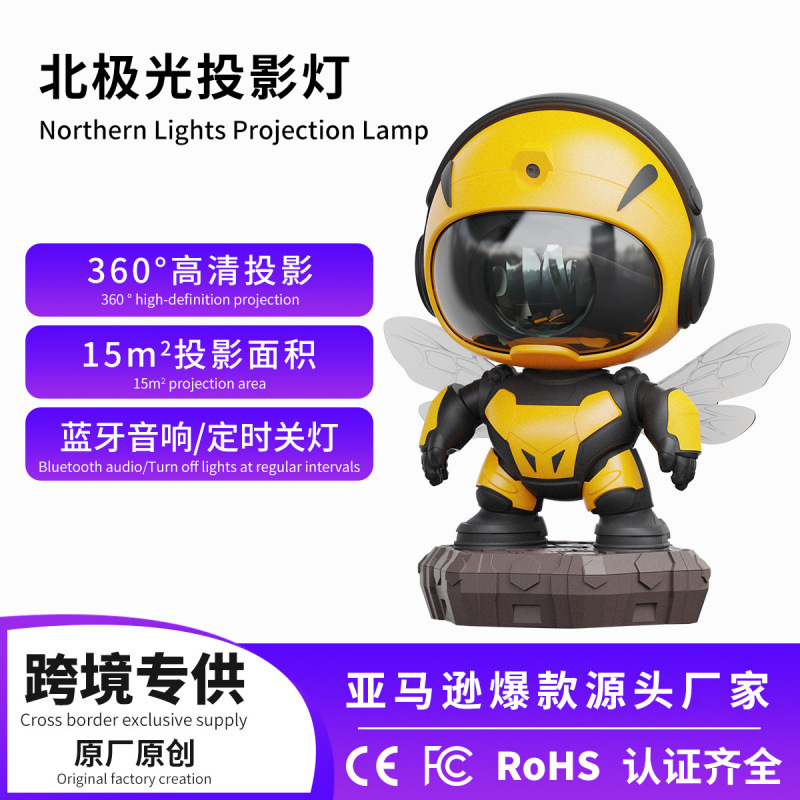 蜜蜂战士星空灯动态星空投影灯蓝牙音箱星空顶创意礼品夜灯氛围灯|undefined