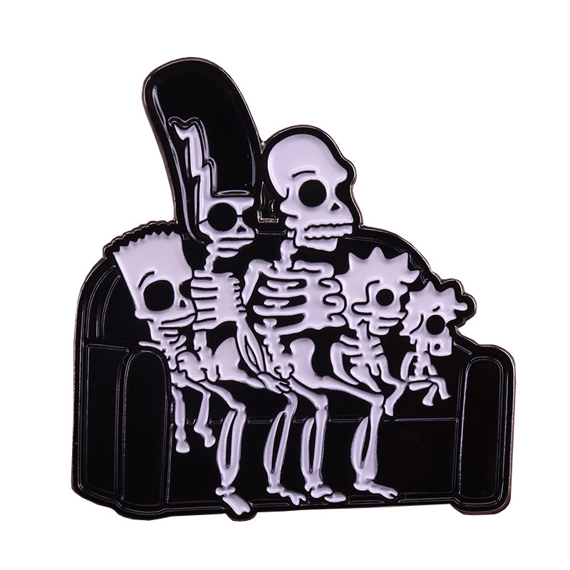 Sofa, brooch, skeleton, badge with accessories, halloween