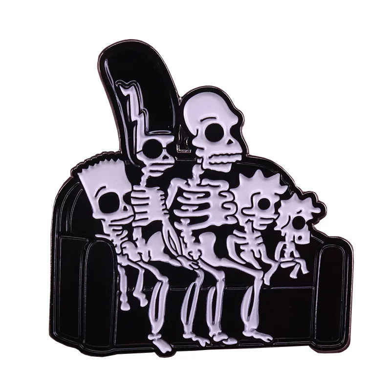 Sofa, brooch, skeleton, badge with accessories, halloween
