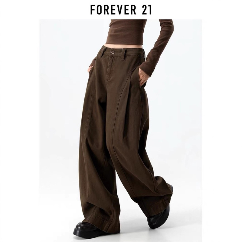 American Retro Maillard Brown Coffee-Colored Wide-Leg Jeans for Women, Autumn and Winter High-Waisted Slimming Drape Straight Scimitar Pants American Retro Maillard Brown Coffee-Colored Wide-Leg Jeans for Women, Autumn and Winter High-Waisted Slimming Drape Straight Scimitar Pants