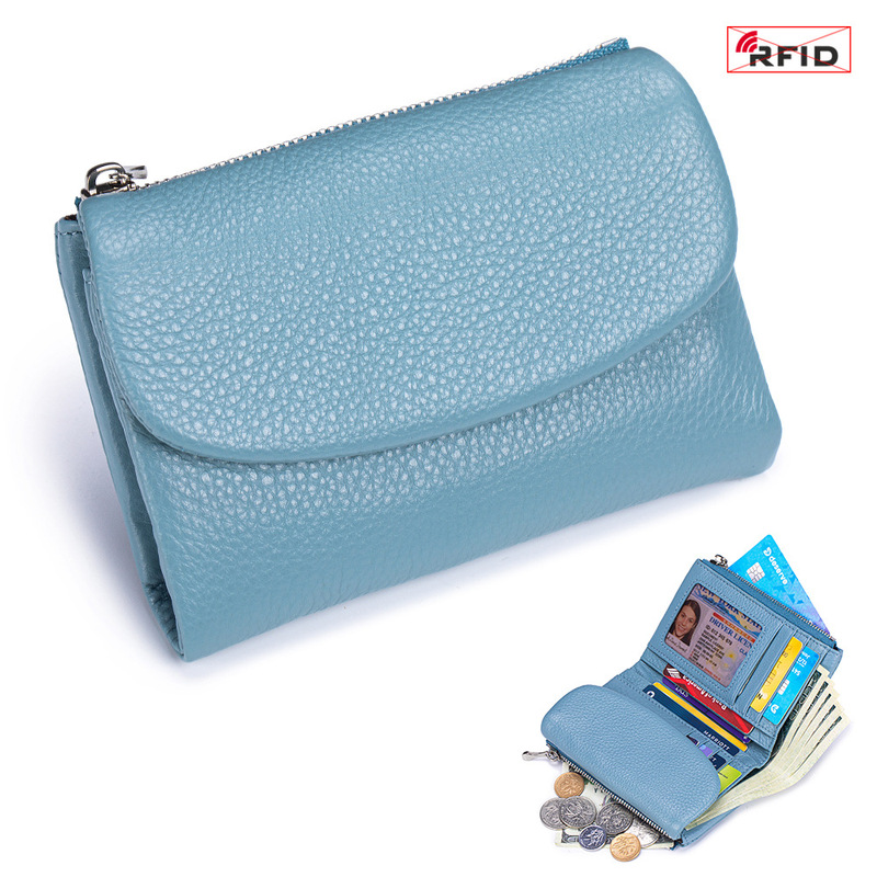 本革ショートウォレット RFID ファッション ソフトレザー質感 ハンドバッグ 女性用 大容量収納バッグ 一層牛革財布|undefined