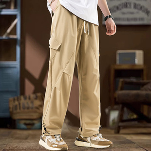 Spring and Summer Thin Quick-Dry Pants Men's Functional Pants Sports Cargo Pants Pleated Casual Pants Trendy Summer Men's Long Pants