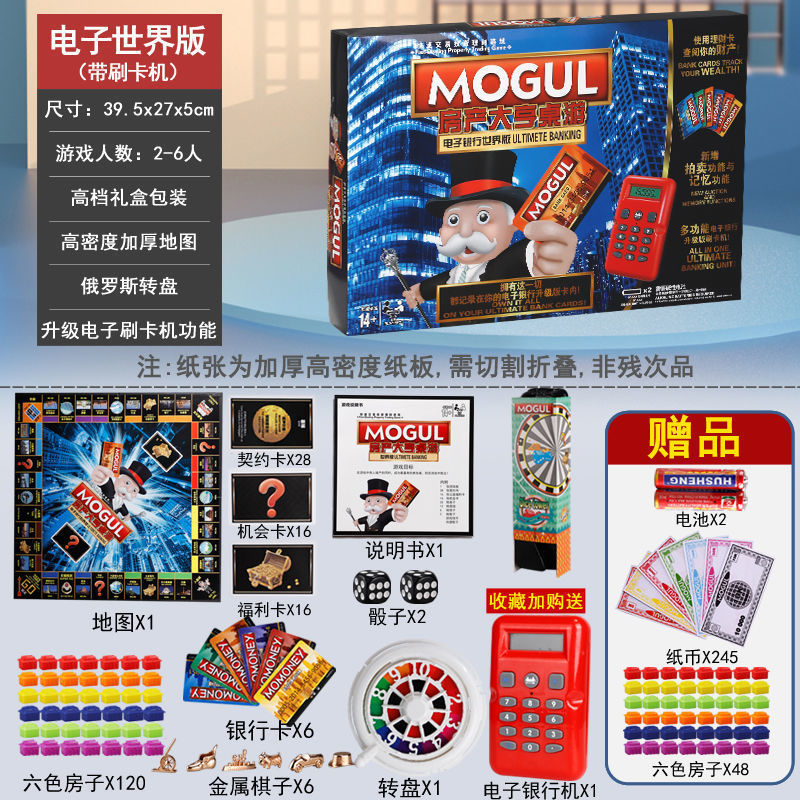 正版大富翁游戏棋世界版中国版超大号儿童成年版互动桌游房产大亨|undefined