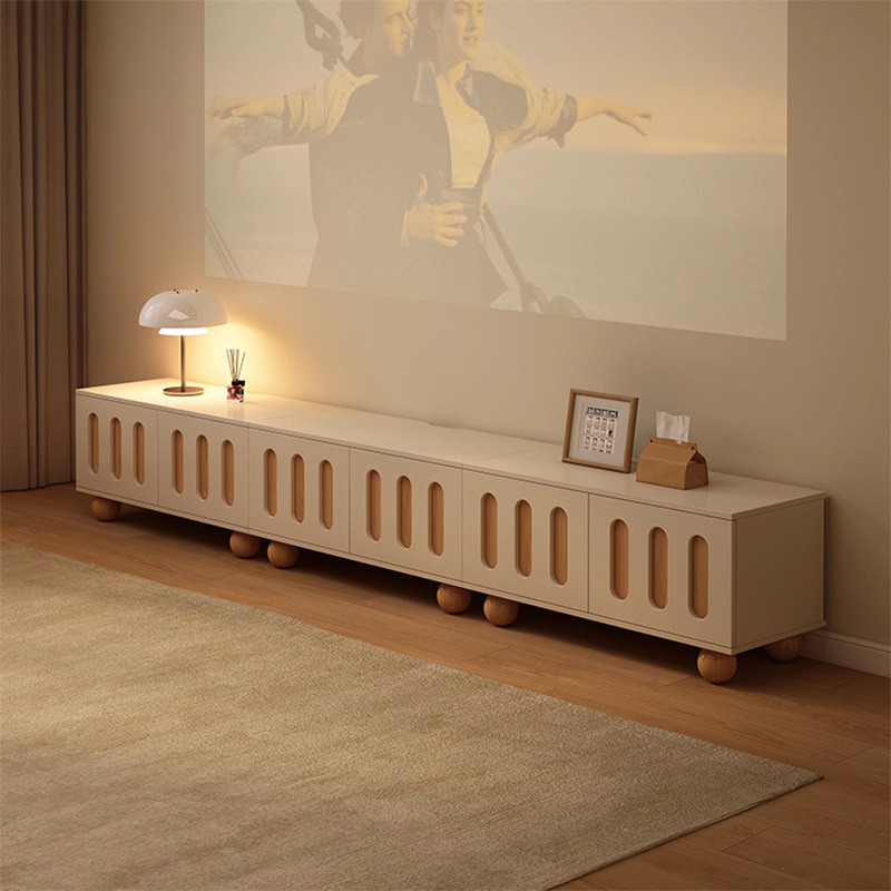 Cream-Style Tv Cabinet for Living Room, Home Storage and Storage Cabinet, Integrated 2025 New Model, Small Apartment Floor-Standing Tv Cabinet
