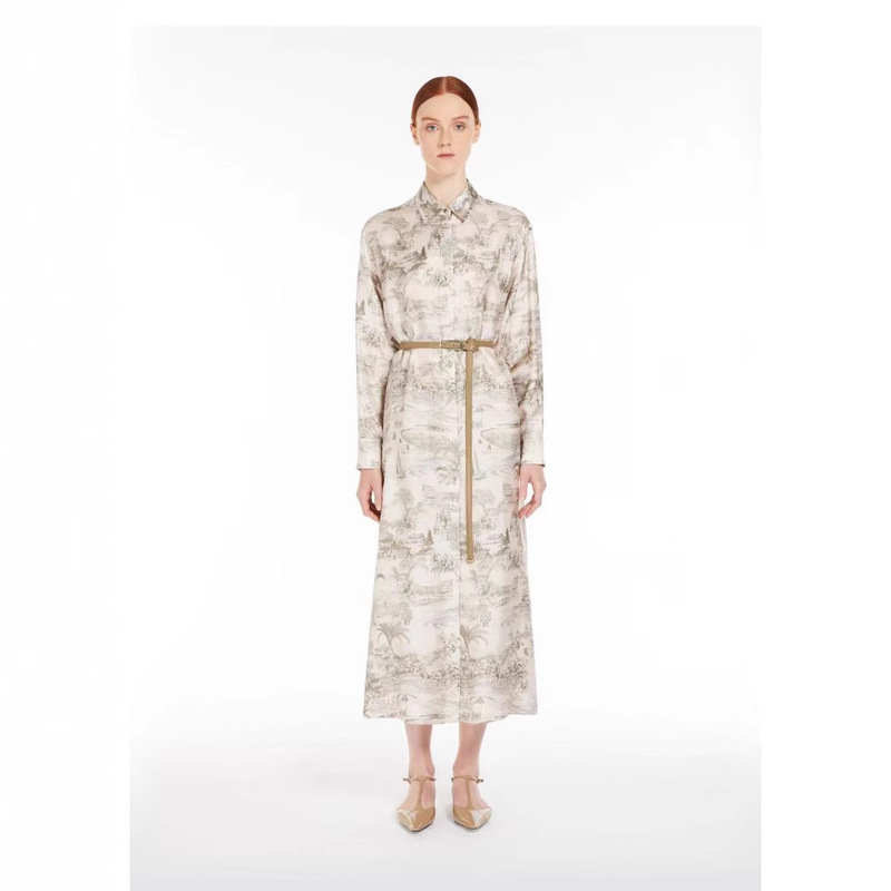 Max2025 early spring new women's silk shirt waist dress Max2025 early spring new women's silk shirt waist dress