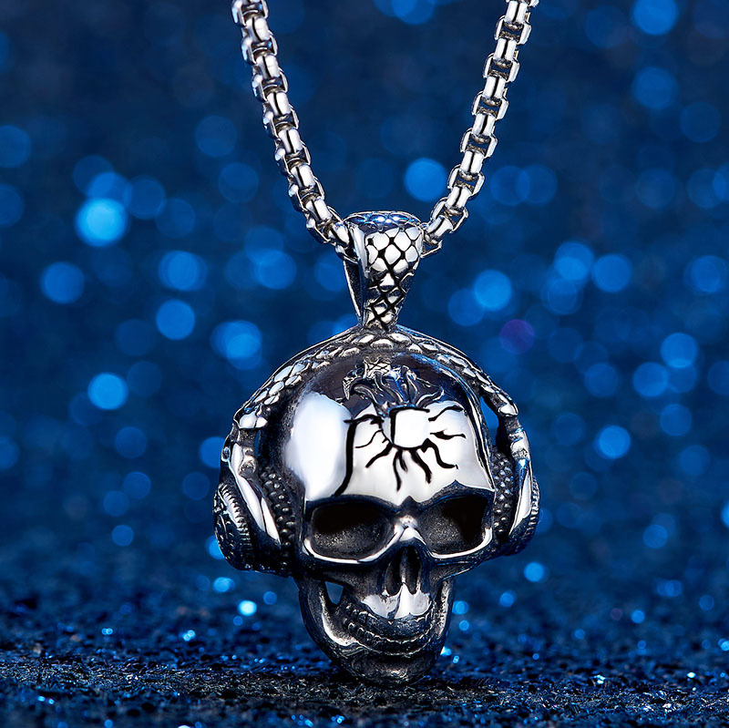 Halloween Festival Geometric, Solid Color Pattern Hip-Hop Retro Geometric Solid Color Titanium Steel Halloween Men's Pendant Necklace