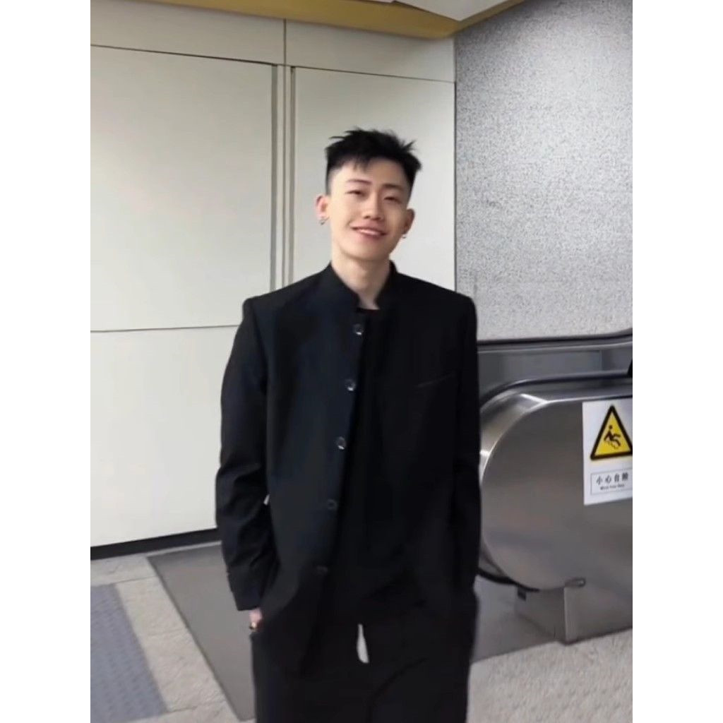 中山装男网红同款休闲上衣秋冬季新中式潮男外套夹克立领西装套装