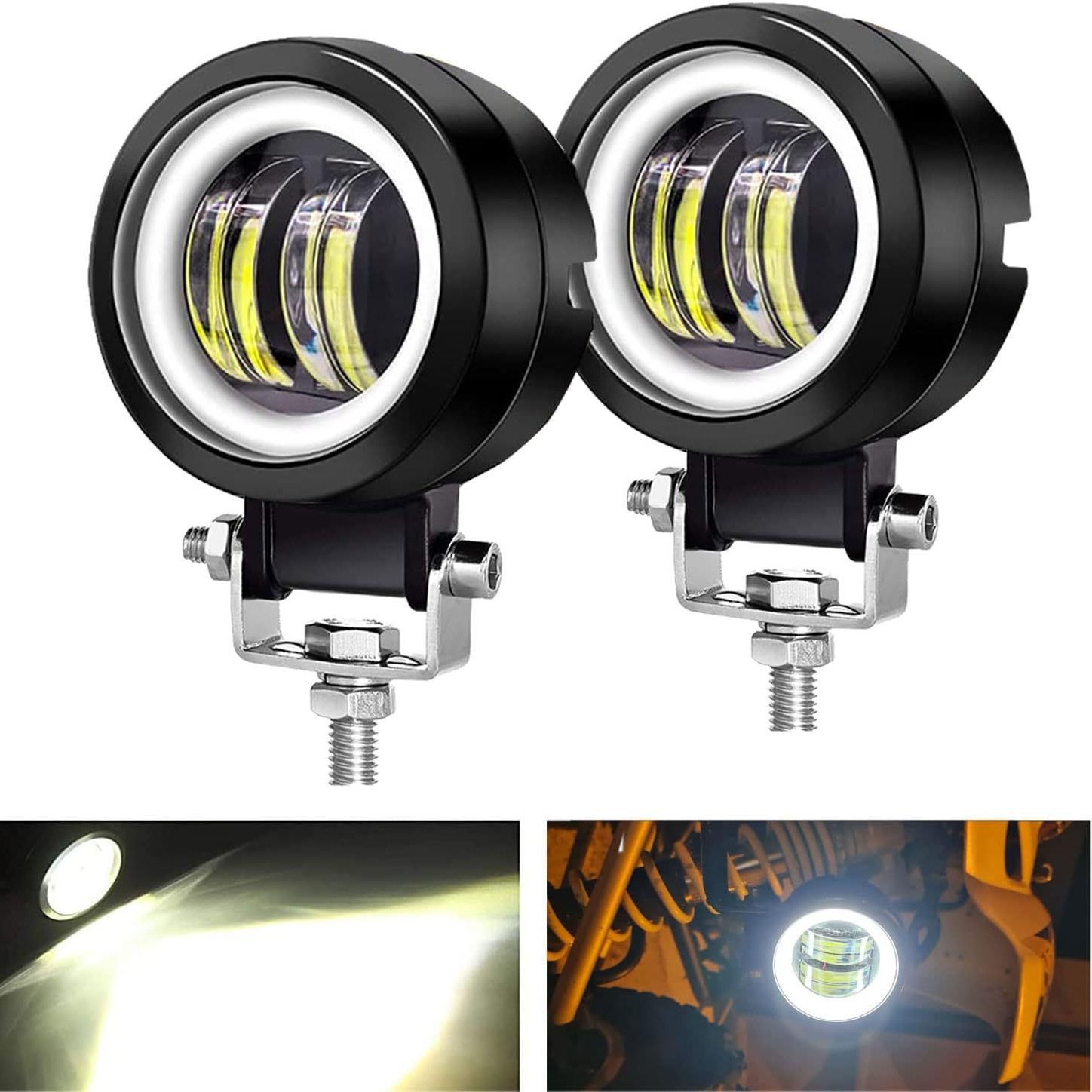 Transfronterizo 3 pulgadas 20W lámpara de transformación lámpara diurna lámpara de trabajo lámpara LED de doble color blanco amarillo lámpara de motocicleta