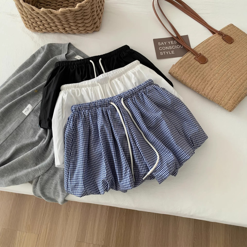 Japanese Retro Washed Cotton Paratrooper Shorts for Women, Slimming and Leg-Lengthening, Petite A-Line Wide-Leg Drawstring Casual Pants for Summer