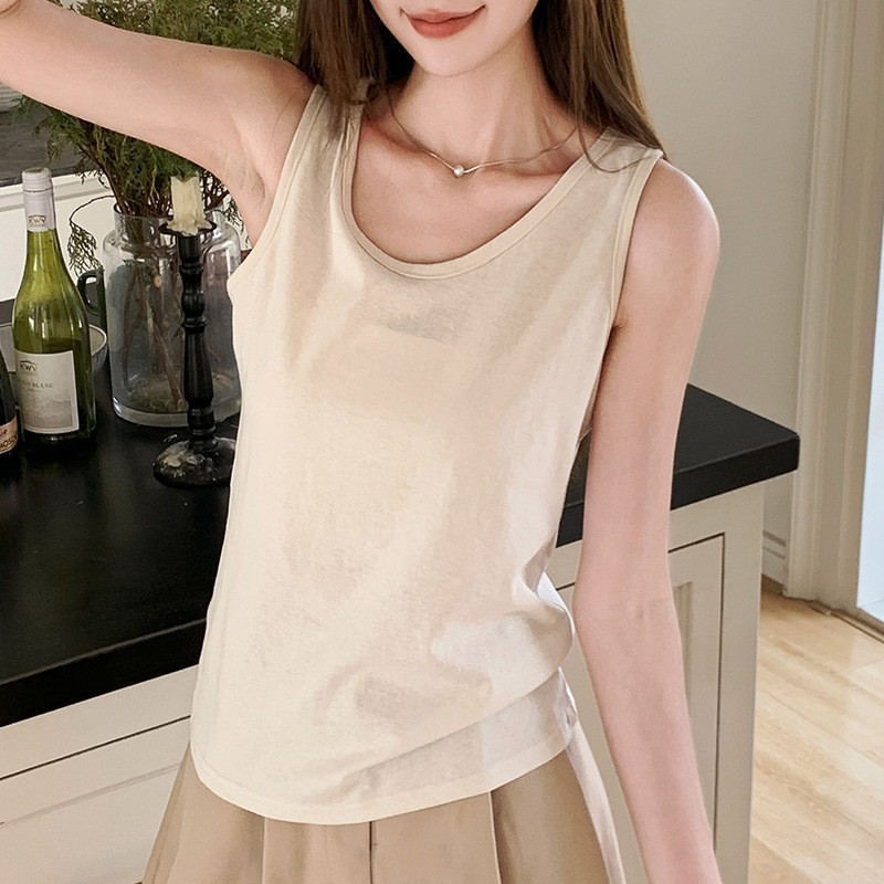 春夏季百搭宽松慵懒风打底可外穿小吊带背心女式内搭遮肉无袖上衣