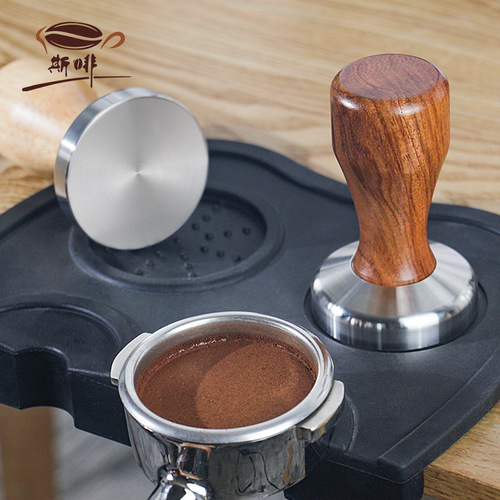 Saffron rosewood oak handle 304 stainless steel powder press coffee machine set press powder hammer 51/58mm pressure filler