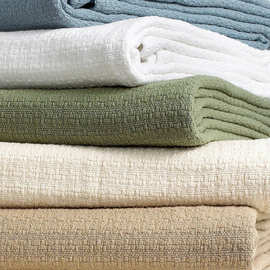 I9EK全棉线毯纯棉空调毯子休闲盖毯沙发巾布艺床罩盖布夏季老式毛