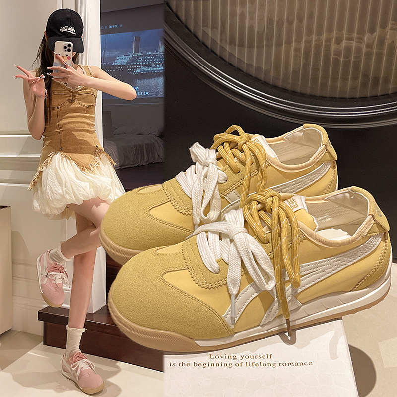厚底德训鞋女2025新款春夏季薄款小白鞋休闲运动女鞋子丑萌阿甘鞋
