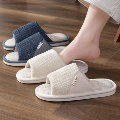 Linen Slippers for Women - Summer Indoor Home Quiet Non-slip Wholesale Couple's New Breathable Sweat-absorbent Cool Slippers for Men - Four Seasons
