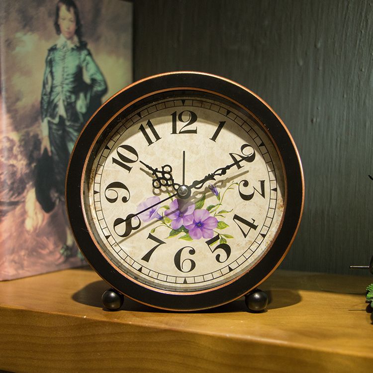 [복고풍 시계] 유럽 목가적 간단한 창조적 인 알람 시계 미국 벙어리 학생 침대 옆 침실 시계 장식품