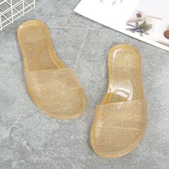 夏のクリスタルスリッパ、新しいファッション、フラットソール、家庭用バスルーム、屋内外着用、滑り止め、防臭、入浴用透明