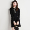 Wool dress fashion contrast color base skirt