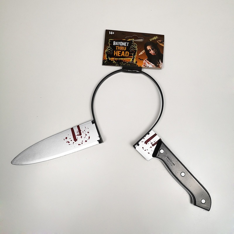 Halloween accesorios perforación cuchillo de colza de sangre anillo de cabello de terror fiesta decoración jeringa simulación de acabado de hacha anillo de hacha