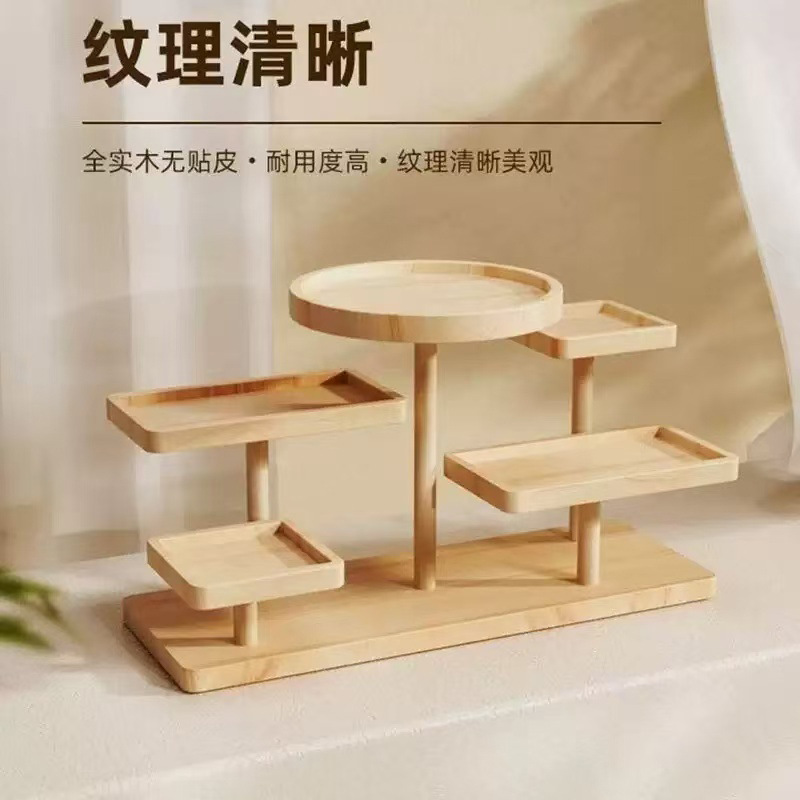 Solid Wood Stall Display Rack Ladder Creative Wooden Jewelry Display Stand Ins Style Display Multi-Layer Storage Rack