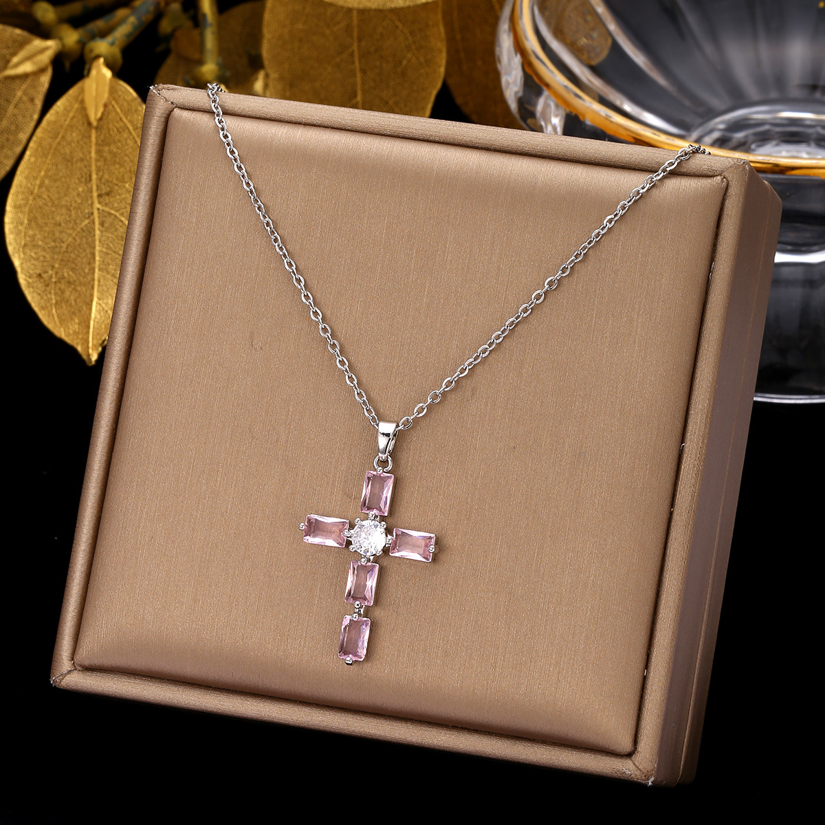 Retro Simple Style Cross Stainless Steel Plating Inlay Zircon Pendant Necklace display picture 4