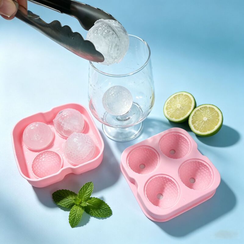 Four-Compartment Silicone Ice Ball Mold for Home Use, Large Ice Balls, High Temperature Resistant, Easy to Demold, Ice Making Tool for Cold Drinks