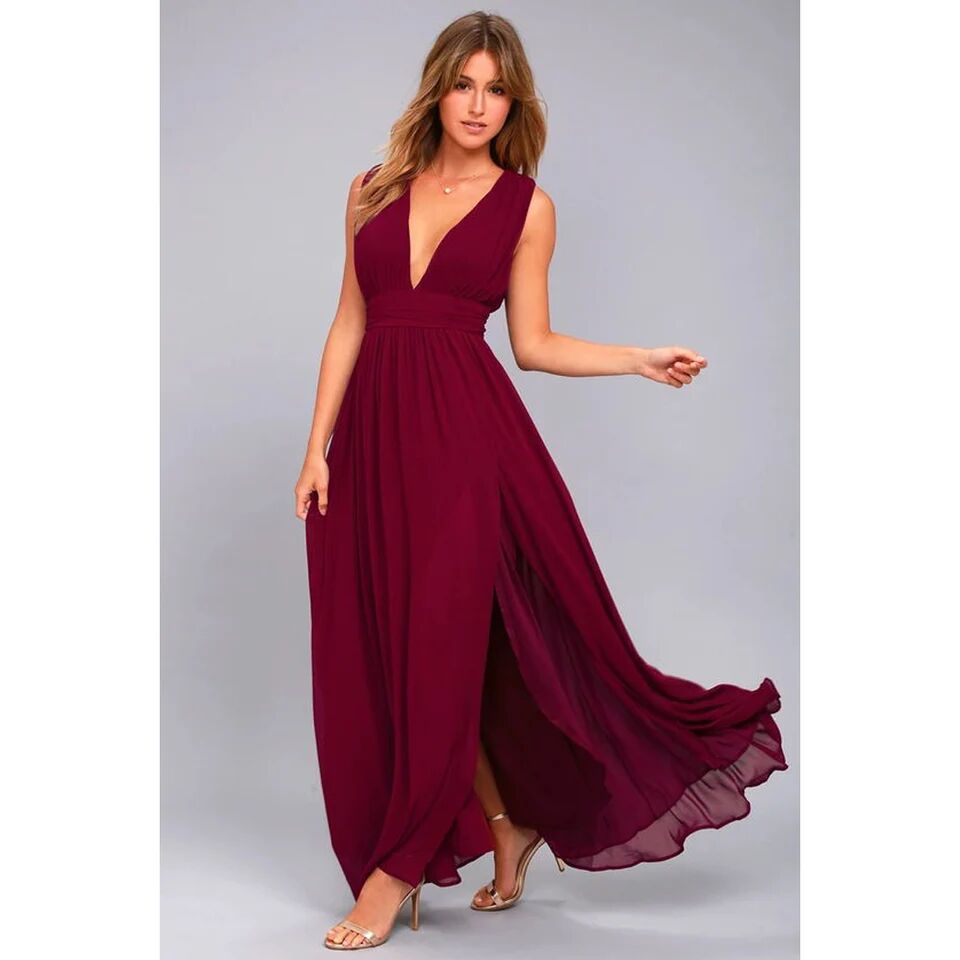Comercio exterior de Europa y América Amazon AliExpress deseo las mujeres gasa cuello largo vestido nuevo sexy Split image 10