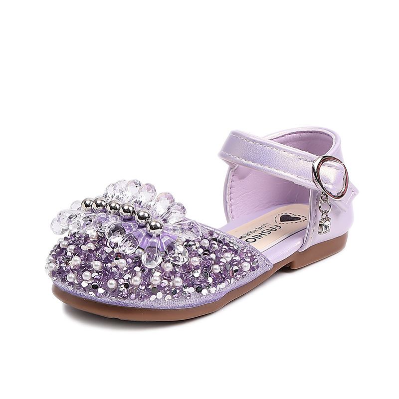 Zapatos de princesa de diamante para niñas 2026 primavera y otoño nuevos zapatos de sandalias de boca superficial zapatos huecos de moda zapatos de cristal para niñas image 6
