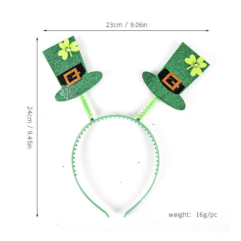 Día de San Patricio tema trébol tocado de cabeza irlandés fiesta de cerveza gafas decorativas de trébol