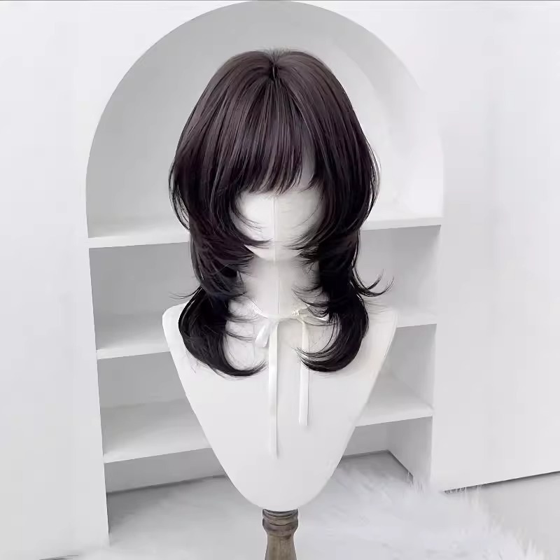 Connie Wigs Υψηλού επιπέδου Κεφαλή Μέδουσας Vintage Μαλλιά κλείδας ιαπωνικού στυλ με κτυπήματα για καθημερινό κούρεμα πριγκίπισσας που διαμορφώνει το πρόσωπο