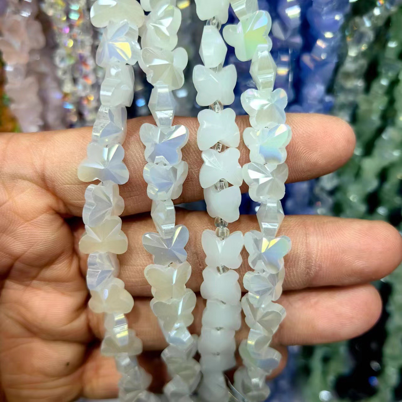 8mm mariposa de cristal de cristal de corte de cristal boutique joyería DIY pulsera hecha a mano accesorios de cadena de teléfonos celulares cuentas