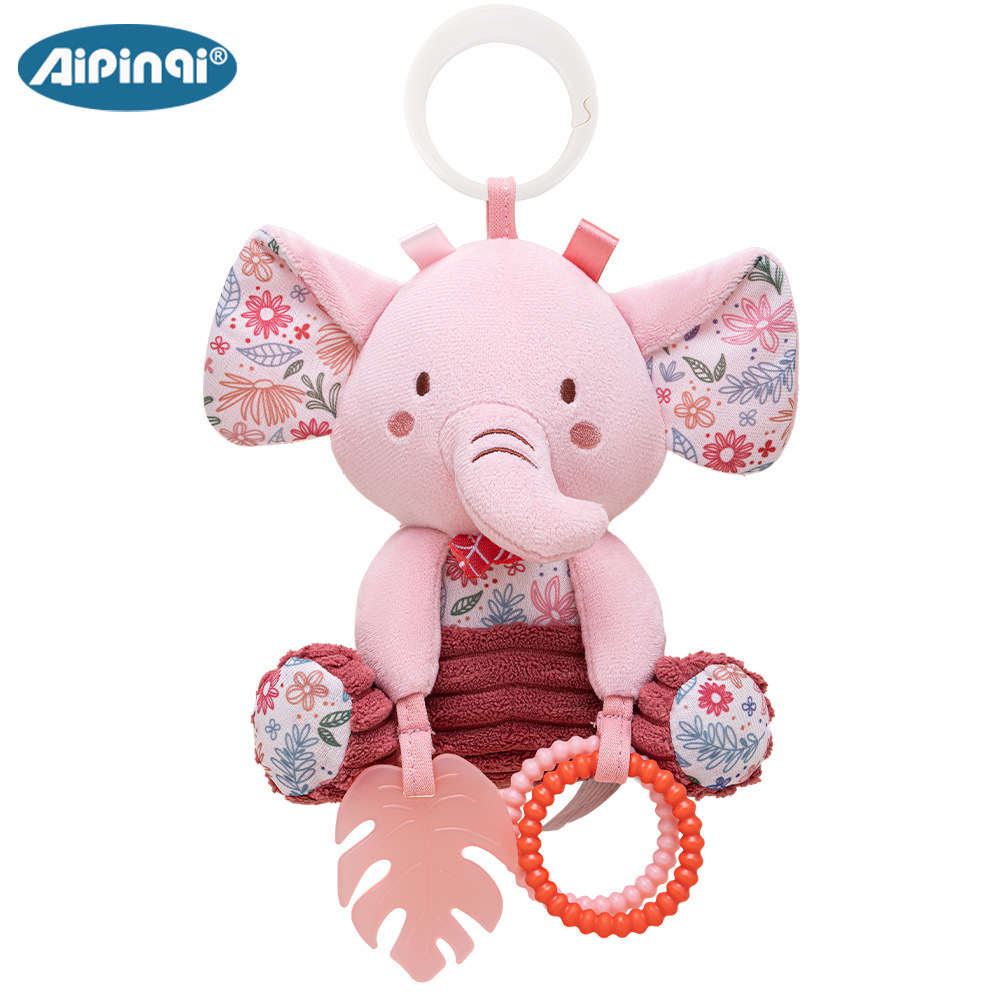 Aipinqi nueva campana rosa bebé calmante muñeca de felpa torno de bebé música de doble uso juguete de campana