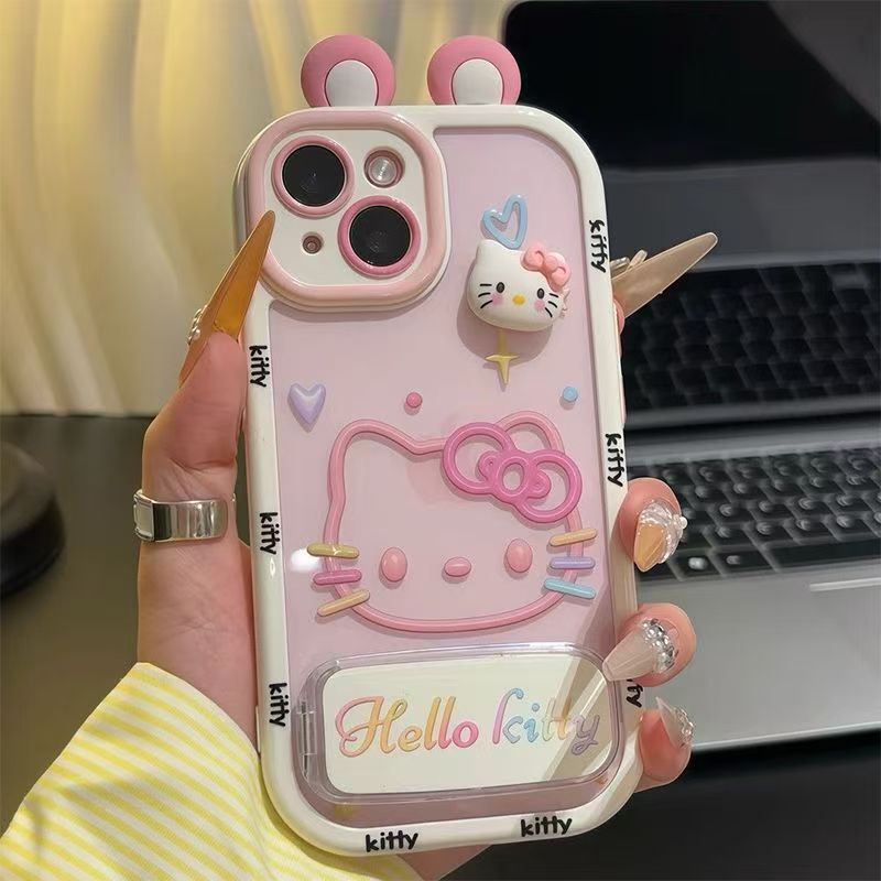 KT 猫耳ホルダー Apple 16Pro クリーム 携帯電話ケース 透明 iPhone15Promax 携帯電話ケース オールインクルーシブ|undefined