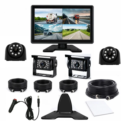 Car display monitoring system, IP69 waterproof - 101-inch-4-channel-touch-screen-with-32g-card